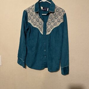 Classic Panhandle Slim Pearl Snap Western Shirt, Women’s XL Embroidered Felt