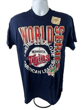 Vtg Minnesota Twins T Shirt Adult Large Blue 1991 American League Champions NOS