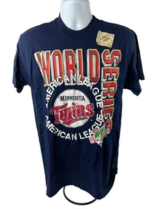 VTG Minnesota Twins T Shirt Adult Large Blue 1991 American League Champions NOS - Picture 1 of 12