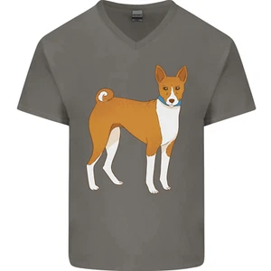 A Basenji Hunting Dog Mens V-Neck Cotton T-Shirt - Picture 1 of 31