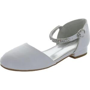 Nina Girls White Leather Dressy Heels Shoes 8 Medium (B,M) Toddler  0918