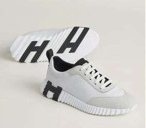 Size 38.5EU NEW HERMES White Leather Bouncing Women Sneaker w/ receipt - Picture 1 of 18