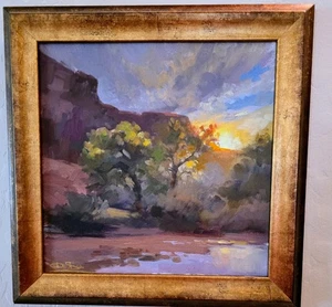 Christine Debrosky Original Plein Air "Cottonwood Trees" gerahmt vom Künstler - Bild 1 von 4