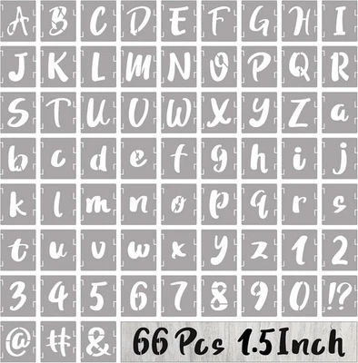 1.5-Inch Reusable Letter and Number Stencil Kit - 66 Plastic Templates - Image 1 of 4