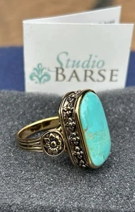 Barse Ring Türkis Bronze Statement aufwendige Blume gestempelt 925 um Größe 9 - Bild 1 von 8