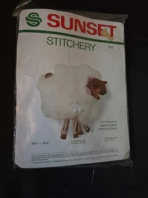Sunset Stitchery Sheep 1983 3D adorno de Navidad BAA BAA #142  Foto 1 de 2