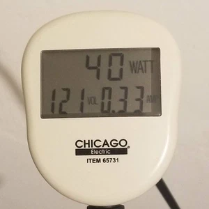 Chicago Electric Watt Meter Power Usage Monitor 1800W 15A Plug LCD Display 65731 - Picture 1 of 9