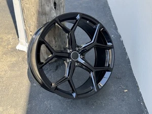 19" Wheels For Audi A4 A5 S4 A6 A8 VW Passat 19x8.5 5x112 Gloss Black Rims Set 4 - Picture 1 of 1
