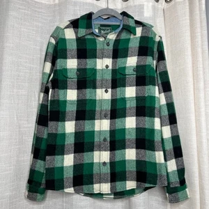 Woolrich Wool Buffalo Hemd Flanell grün Büffel kariert Knopfleiste Herren Small - Bild 1 von 10