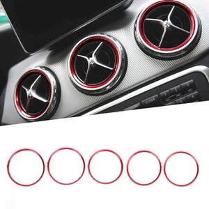 ༝5pcs Car Air Outlet Ring Aluminium Alloy Red For A250 2013 2014 2017 - Picture 1 of 12