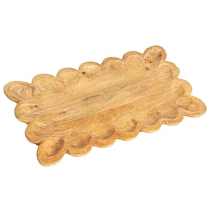 Scalloped Mango Wood Tray, Natural - Picture 1 of 11