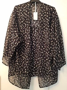New Capsule Ladies 2 Piece Black Spotted Vest And Open Kimono Set Size 14-18 - Picture 1 of 4
