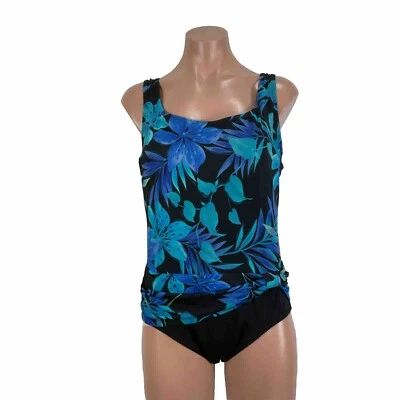 GRAN LONGITUDS Traje de Baño Mujer 12 Una Pieza Azul Floral Acolchado Foto 1 de 4