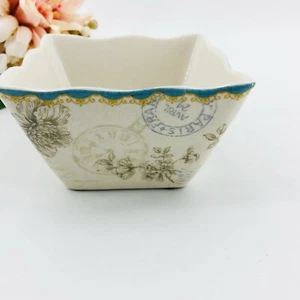 222 Quinto Pemberley Ciotola da Dessert in Porcellana Blu Quadrata 4-1/4" Stoviglie Pranzo - Foto 1 di 7