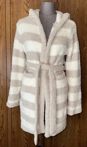 Barefoot Dreams Bamboo Chic Cozychic Striped Robe Cream Stone Small - Picture 1 of 7