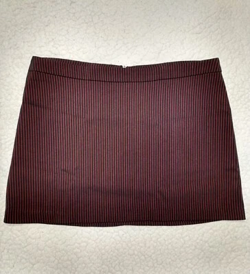 Wet Seal Red & Black Pinstripe Mini Skirt with Zipper Size 3 - Image 1 of 4