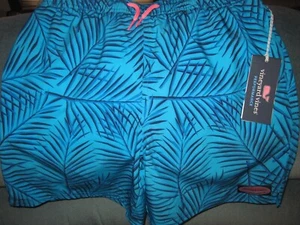 BOYS' LARGE Vineyard Vines  Performance  Chappy Trunks in Palms Electric Blue - Picture 1 of 2