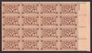 US Scott #1071 3c Fort Ticonderoga Plate Block of 16, Mint NH - Picture 1 of 2