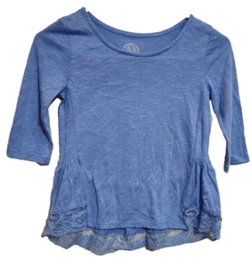 Authentic American Heritage Girls Size 7/8 Blue 3/4 Sleeve Blouse - Picture 1 of 3
