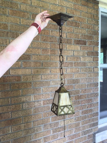 ANTIQUE ARTS & CRAFTS BRASS CEILING MOUNT CANOPY PENDANT LIGHT PORCH ENTRY Cover