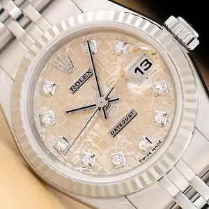 ROLEX LADIES DATEJUST 79174 SILVER JUBILEE DIAMOND DIAL 18K GOLD STEEL WATCH - Picture 1 of 8