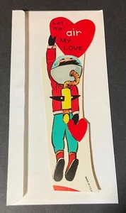 VTG Valentine Card UNUSED Boy In Rocket Pack & Helmet “Let Me Air My Love” - Picture 1 of 3