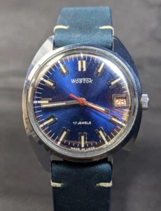 RARE Soviet man watch Vostok 17 jewels Ussr Working blue dial 2414A - Picture 1 of 23