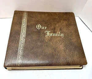 Unsere Familie vergoldetes individuelles Fotoalbum aus echtem Rindsleder gebunden - Bild 1 von 13