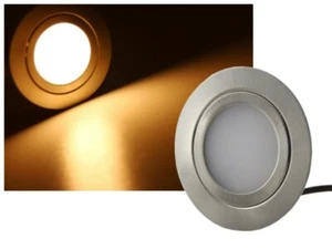 LED Einbauleuchte 12V 3W flach 10mm Einbautiefe Strahler Edelstahl warmweiss - Bild 1 von 7