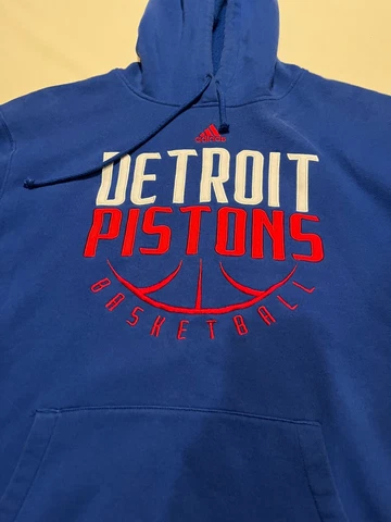 Detroit Pistons Adidas Hoodie Sweatshirt Mens Blue Logo Extra Large Cover