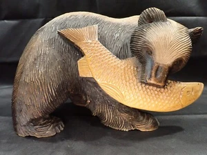 Japanese Wooden Bear Hand Carved Bear Japan Vintage Antique Retro Ainu Hokkaido - Picture 1 of 10