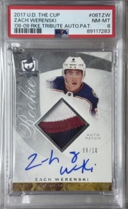 2017 UPPER DECK THE CUP Zach Werenski PSA 8 RC #6/10 AUTO PATCH ROOKIE TRIBUTE - Picture 1 of 3
