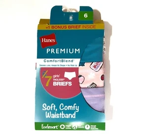 Hanes Premium Girls Tagless Briefs Size 6 Comfort Blend Assorted Colors 7 Pack - Picture 1 of 4