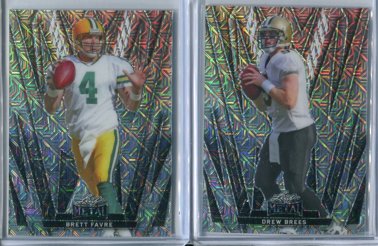 (2) 2024 Leaf Metal SILVER MOJO LOT /10 Brett Favre Drew Brees