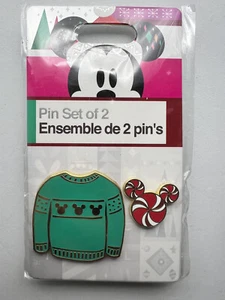 Disney Store DS - Holiday 2018 - Green Christmas Sweater Gift 2-Pin Set #131463 - Picture 1 of 3