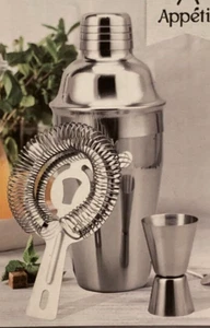 Juego de mezclador de bebidas coctelera de acero inoxidable de 16 oz con colador, apetito Jigger - Imagen 1 de 4