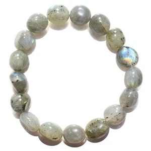 Pulsera elástica de cristal de labradorita cargada + bolsillo de selenita bebé corazón hinchado - Imagen 1 de 11
