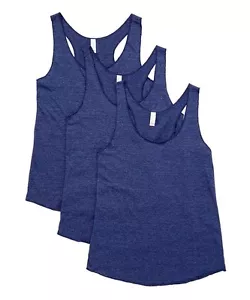 New Womens 3 Pack Navy Blue Tri-Blend Racerback Sleeveless Tank Top S M L XL - Picture 1 of 6