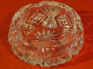 Crystal Ashtray Glass Bohemia Style Small Vintage Decorative - Picture 1 of 11
