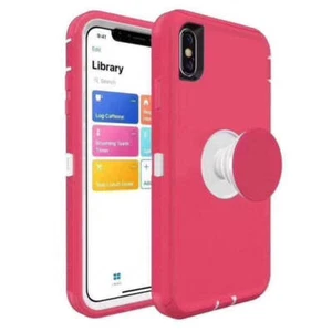 Multi Layer Rugged Protective Case Cover For iPhone X/XS w/ Pop Grip Holder Stan - Picture 1 of 7