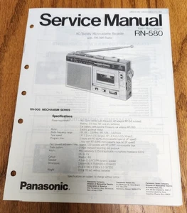 Panasonic RN-580 Cassette Grabadora/Radio Manual de Servicio - Original - Imagen 1 de 1