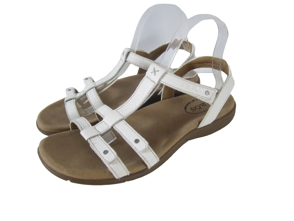 Taos Womens 10 White Leather Triple Strap Sandals Comfort Classic Low Wedge - Image 1 of 4
