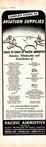 Pacific Airmotive, Burbank/Oakland Ca,  WW2 Half Page Print Ad June 1941 - Picture 1 of 1