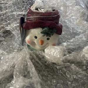 NOS Schneemann Votivkerzenhalter Elaine Thompson Snowkins Collection #94468 Vintage - Bild 1 von 4