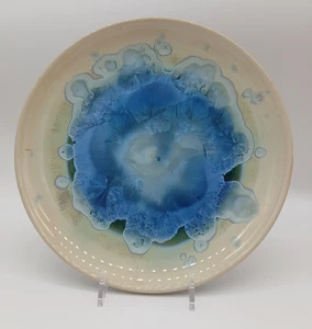 Aqua Blue Crystalline 8.5" Salad Plate, Robbrecht (Robert) Troost, Hawaii Artist - Picture 1 of 10