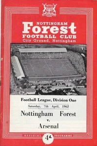 NOTTINGHAM FOREST V ARSENAL ~ 7 DE ABRIL DE 1962 ~ PROGRAMA EN BUEN ESTADO - Imagen 1 de 1