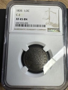 1835 1/3 Cent C-2 XF 45 BN - Picture 1 of 11