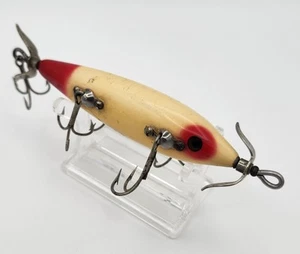 Antique Heddon No. 150 Dowagiac Minnow – Tough Red Head – 5 Hook L-Rig – 1910s - Picture 1 of 5