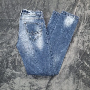 Southpole Juniors Size 3 Skinny Jeans Blue Distressed Rhinestone Pocket Stretch - Picture 1 of 14