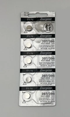 5 Energizer 397 SR726SW Silver Oxide 1.55V Low Drain Coin Cell Batteries - Image 1 of 2